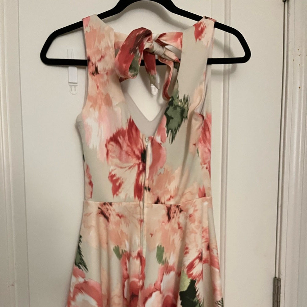 A-line halter dress, floral print